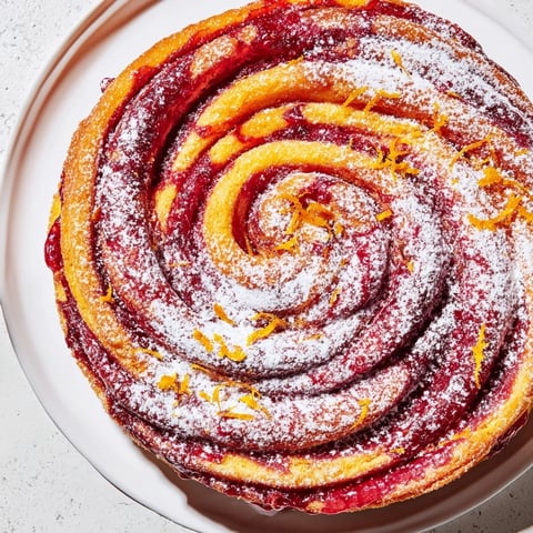 Festive Cranberry Orange Swirl cake, swirled artfully with vibrant orange and cranberry flavors.