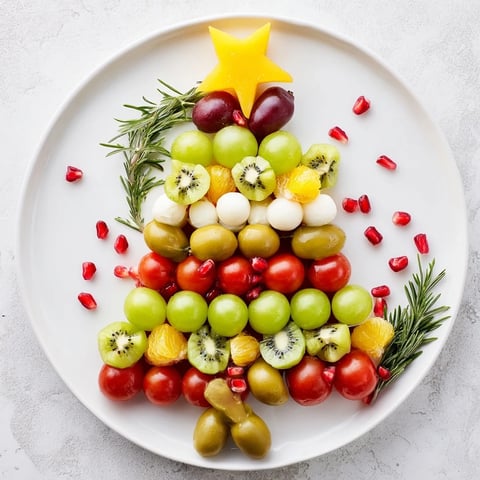 Christmas Tree Triangle Board: A festive appetizer with green grapes, creating a delicious holiday party centerpiece.