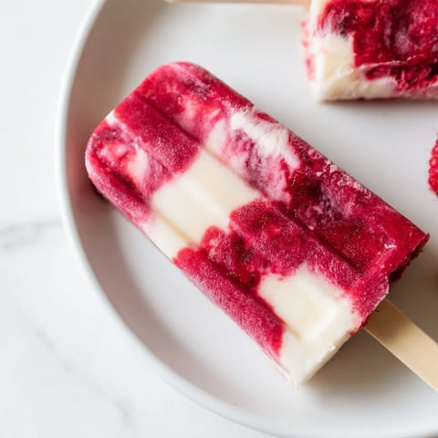 Cool, refreshing Raspberry Coconut Ice Pops: layers of vibrant raspberry and creamy coconut goodness.
