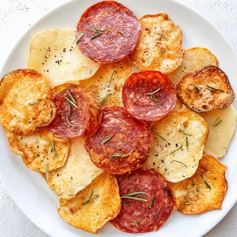 Crispy, golden-brown charcuterie chips on a platter, perfect for a low-carb appetizer.