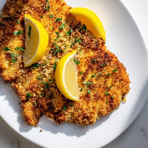 Golden brown Crispy Parmesan Chicken Cutlet, perfectly fried for a delicious and satisfying Italian-American dinner.
