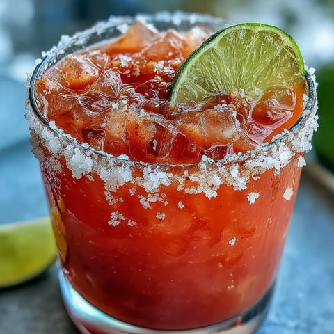 Freshly shaken Guava Margarita served over ice in a salt-rimmed glass, garnished with a bright lime wedge and tropical guava slice.