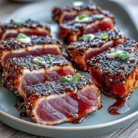 Gourmet black sesame seed crusted tuna seared rare and served with creamy wasabi mayonnaise.