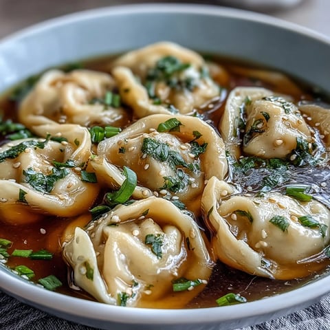 A steaming bowl of dumpling soup with tender dumplings in rich chicken broth, garnished with fresh scallions for a comforting meal.