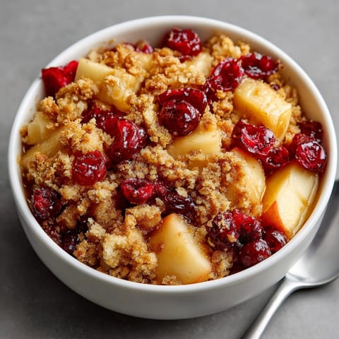 Homemade Cranberry Apple Crisp: warm, spiced apples under a buttery oat topping.