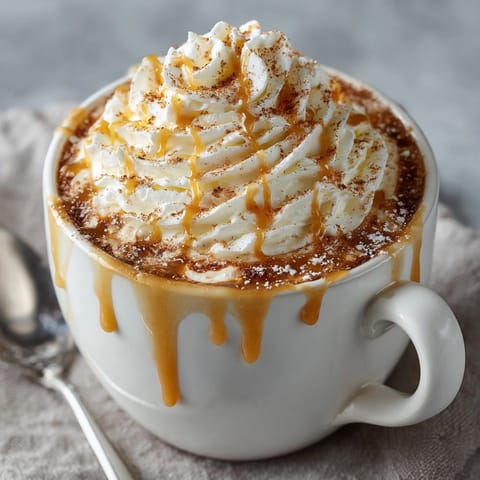 Warm Pumpkin Spice White Hot Chocolate: a rich, comforting autumnal treat garnished with whipped cream.