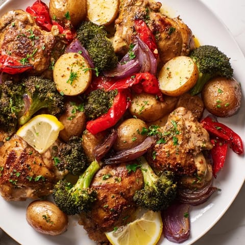 Colorful Lazy Gourmet Chicken & Vegetable One-Pot showcasing tender chicken and vibrant veggies.  