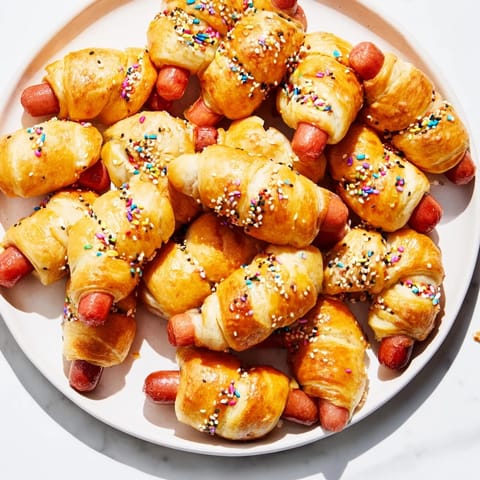 Flaky dough wraps mini sausages in this easy Everything Bagel Pigs in a Blanket appetizer.