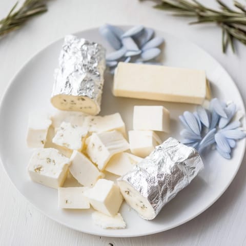 This Winter Wonderland Platter showcases a beautiful array of goodies, from creamy cheeses to sugared almonds, perfect for guests.