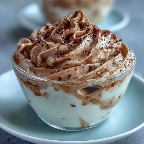 Silky Hojicha Mousse layered in a small glass beside a delicate tea whisk for styling.
