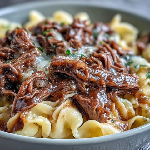 Crockpot French Onion Pot Roast Pasta