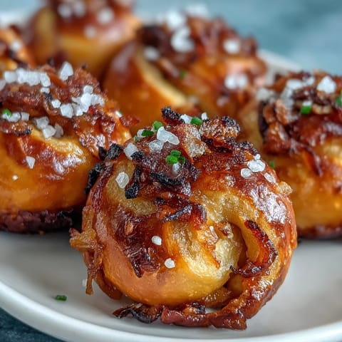 Warm, soft pretzel bites made with sourdough starter and topped with egg wash for a glossy, golden crust.  