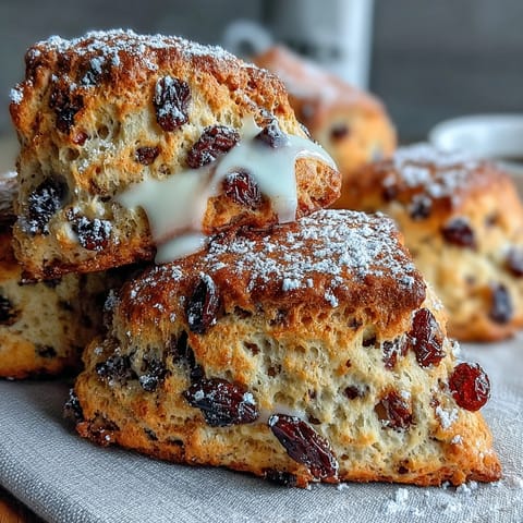 Golden sourdough discard blueberry scones fresh from the oven, dotted with juicy berries and a sprinkle of coarse sugar on top.  