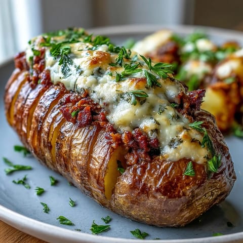 Shepherds Pie Stuffed Baked Potatoes with hearty beef and vegetable filling, topped with creamy mashed potatoes.  