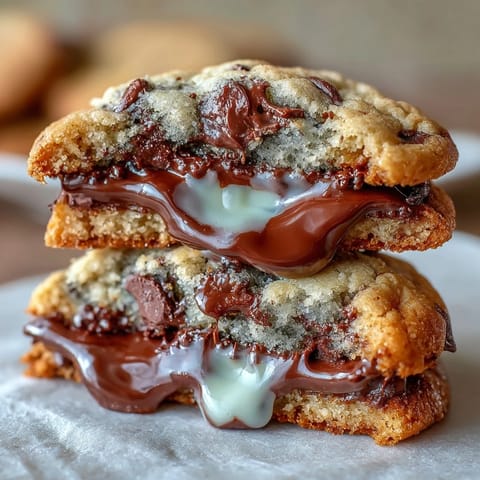 Chewy Cadbury Egg stuffed chocolate chip cookies with gooey centers and melty chocolate chips.