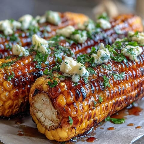 Grilled BBQ corn in foil with herb butter, juicy and tender, ready to serve at your summer cookout.
