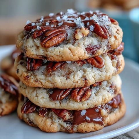 1. Butter pecan cookies with brown butter and sea salt, featuring golden-brown edges and toasted pecan chunks.  