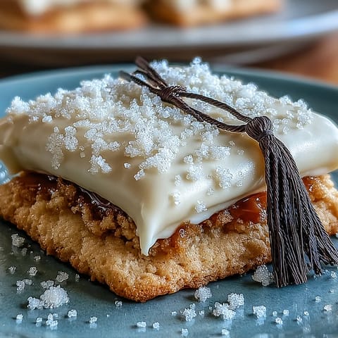Golden-detailed graduation cookies shaped into diplomas and caps await your celebration.