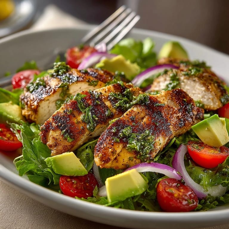 Enjoy a refreshing, light Lemon Herb Grilled Chicken Salad, perfect for a sunny lunch outdoors.