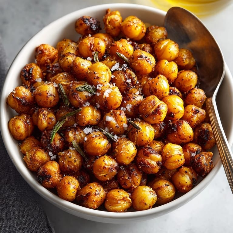Homemade spiced roasted chickpeas recipe, a healthy and flavorful vegan snack option.