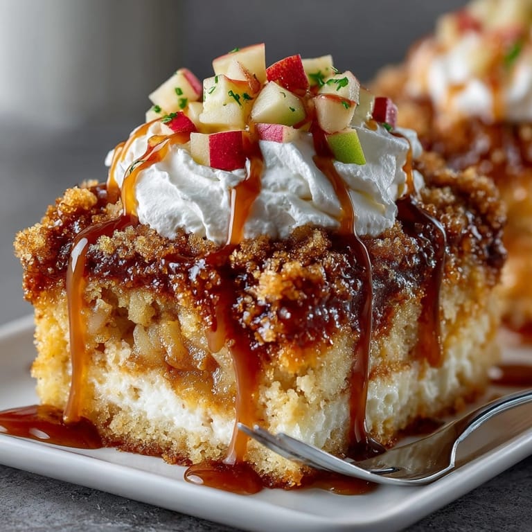 Making Apple Cider Poke Cake; golden crumb, ready for caramel drizzle.