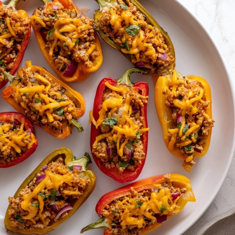 Imagine spiced Cajun Turkey Stuffed Sweet Peppers: hearty filling, bright peppers, ready to serve.
