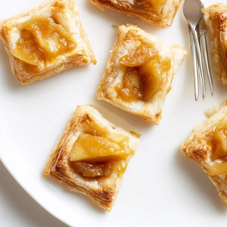 Cinnamon-sugar topped pastry squares filled with gooey caramel and tender apple slices.