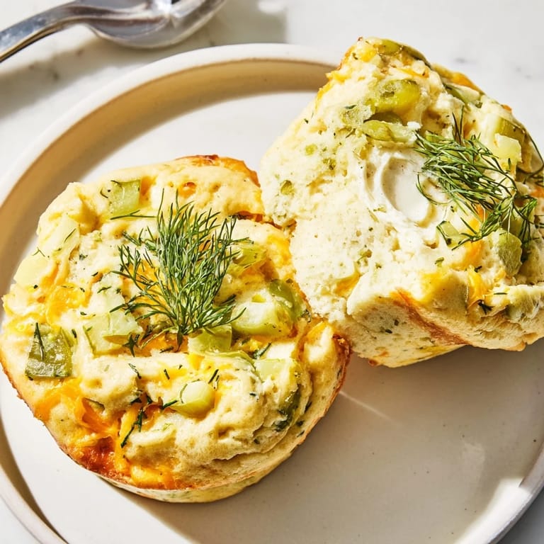 Delicious Dill Pickle Buffalo Ranch Cheesecake Cake Muffins, perfect for adventurous snack lovers.  