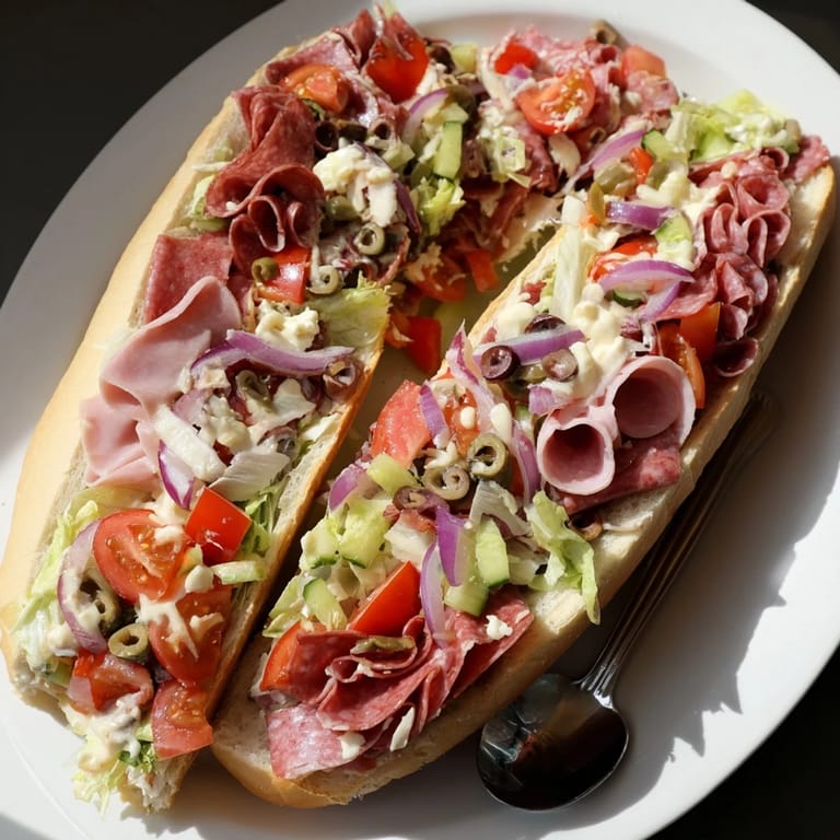 Savory Flavor Mash-Up Sandwiches topped with creamy provolone and crunchy lettuce.  