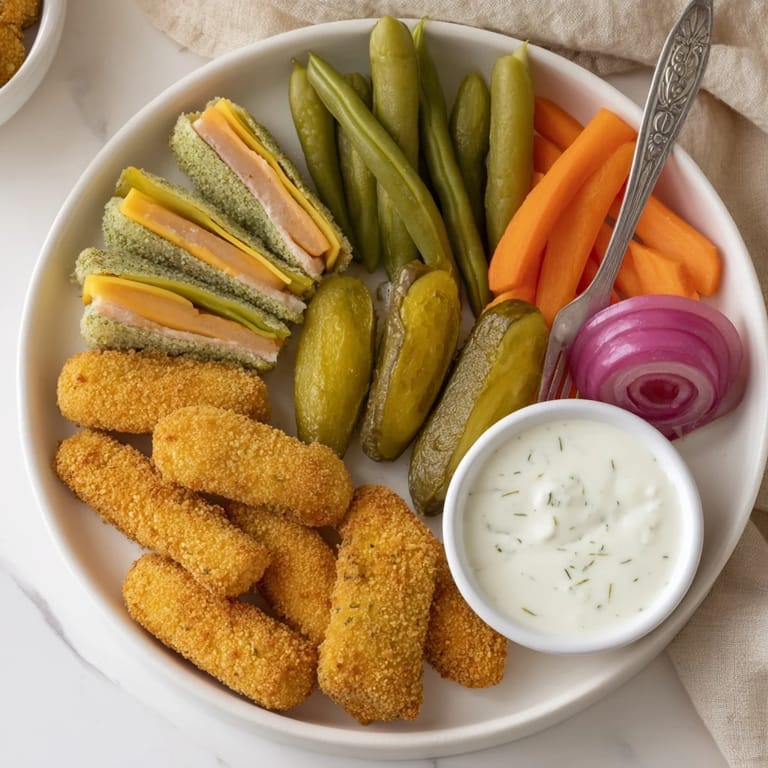 Refreshing assortment of pickled veggies paired with crunchy fried pickles for everyone.