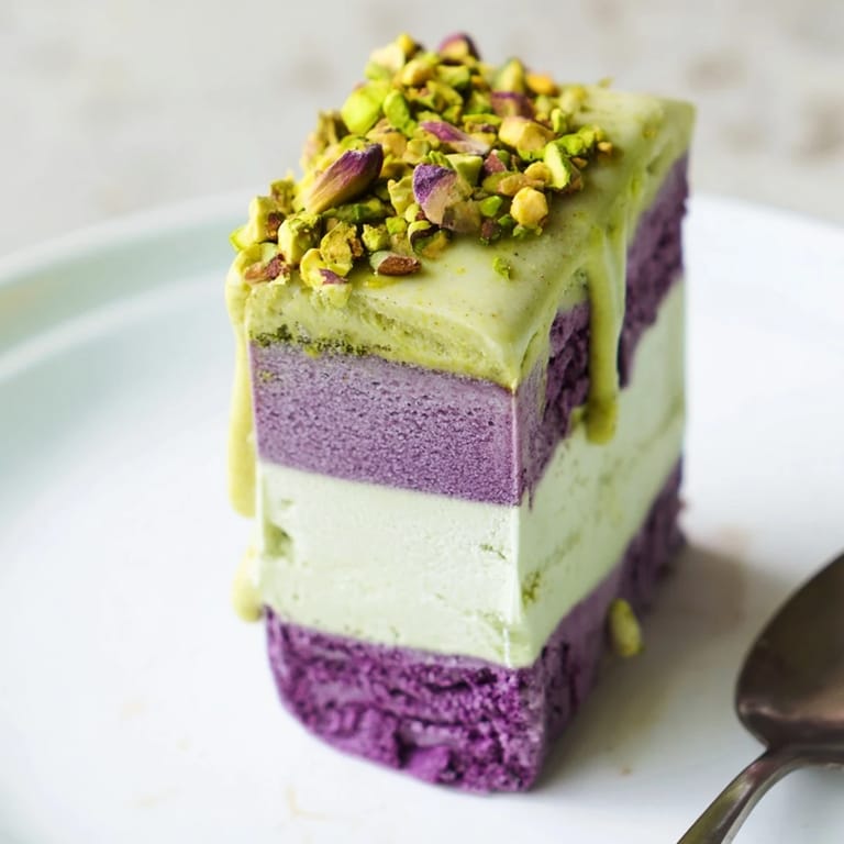 Refreshing ube & pistachio ice cream bars perfect for summer gatherings.  