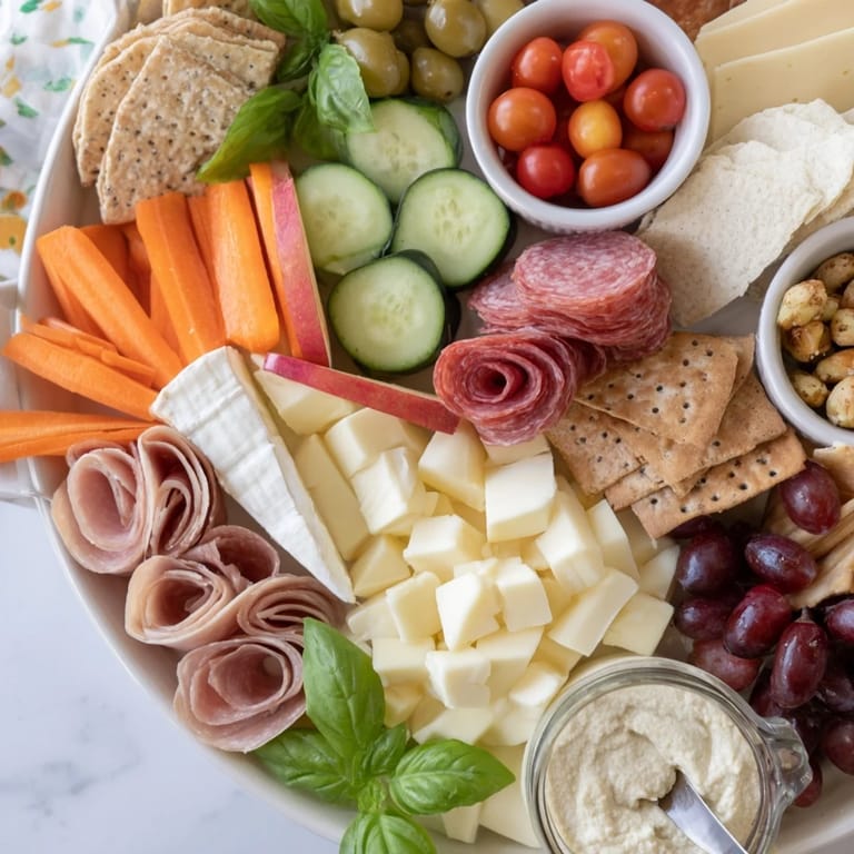 Delicious cheeses and dips create an inviting Girl Dinner Platter for casual gatherings.  