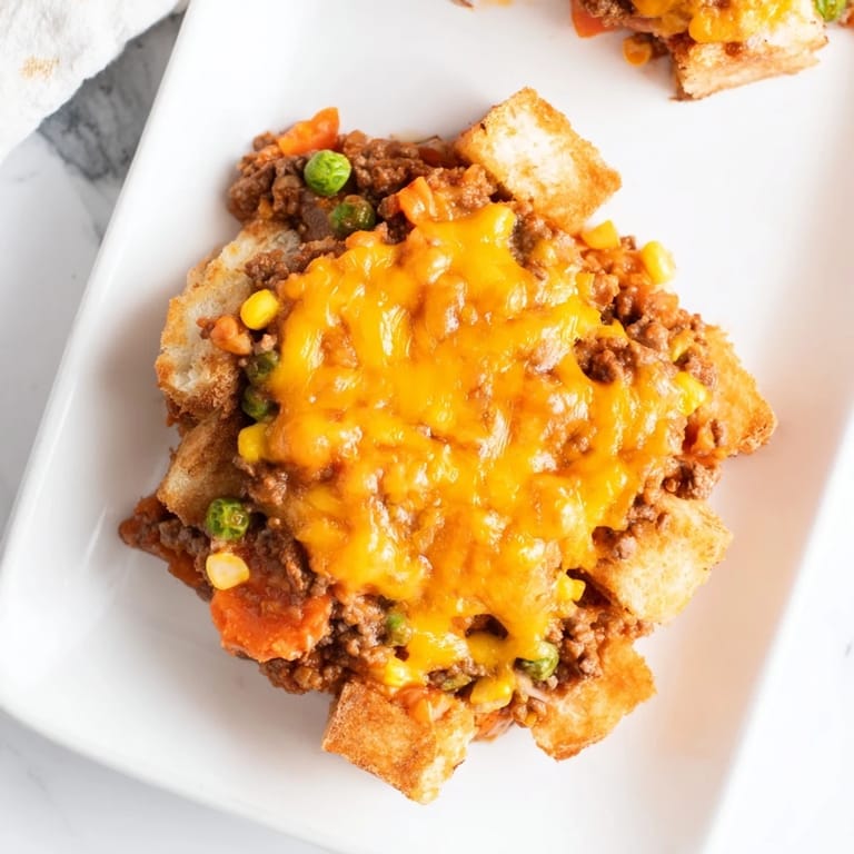 Warm, hearty 5-Ingredient Sloppy Joe Casserole, a quick and easy American comfort food dinner with great flavor.