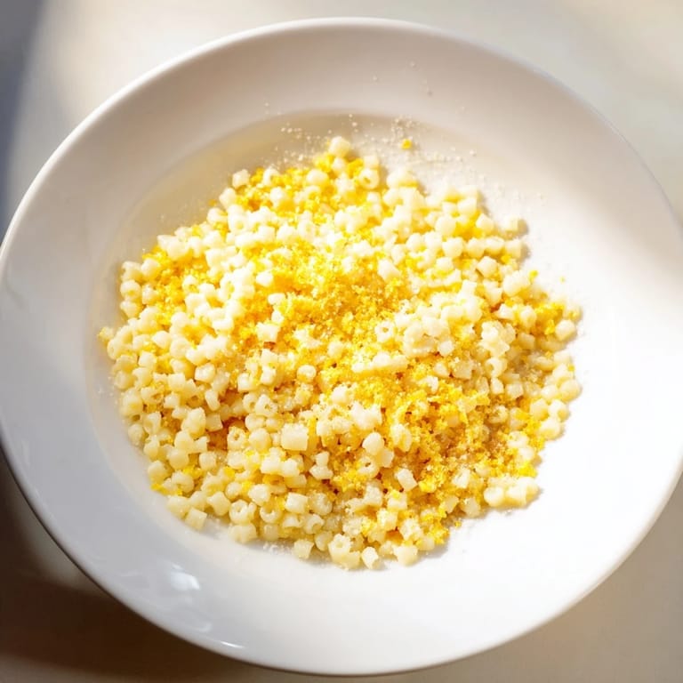 Warm 3-Ingredient Butter & Garlic Ditalini, looking tempting and ready to be served, a vegetarian pasta dinner.