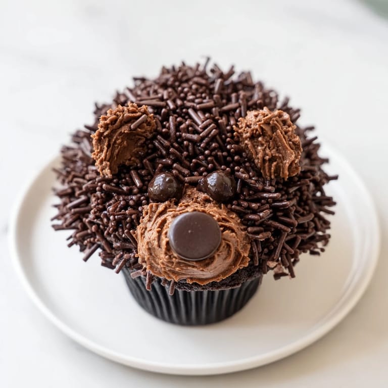 A whimsical Hedgehog Cupcake Tower, featuring chocolate frosting and tiny chocolate chip noses, ready to eat!