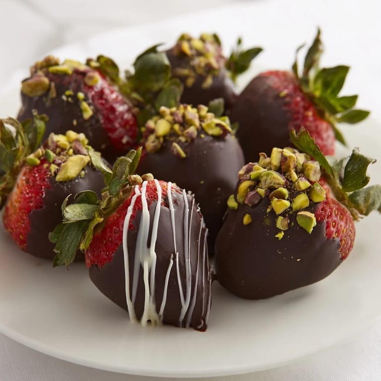 Vivid image of dark chocolate covered strawberry dips, ready to eat, a perfect holiday dessert choice.