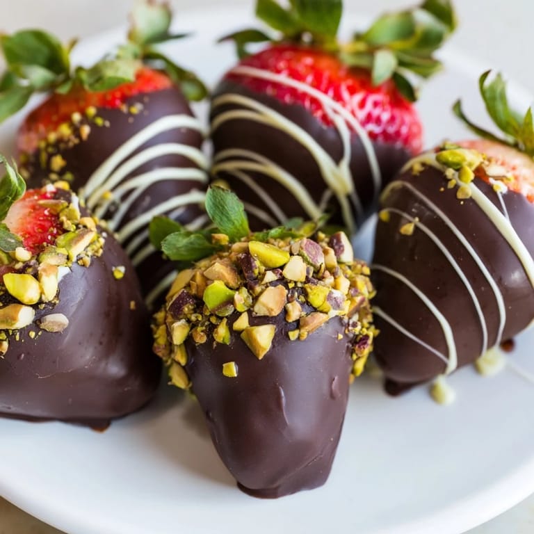 A close-up of dark chocolate covered strawberry dips, offering a rich, elegant, and delicious treat.