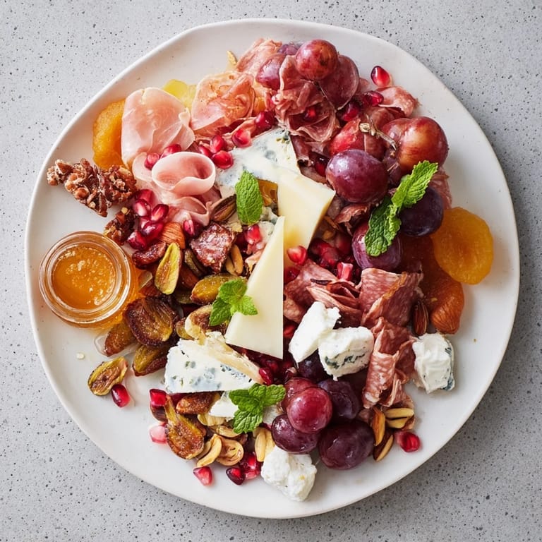 A visually stunning Pomegranate Jewel Cascade appetizer, offering a taste of sweet and savory flavors for gatherings.