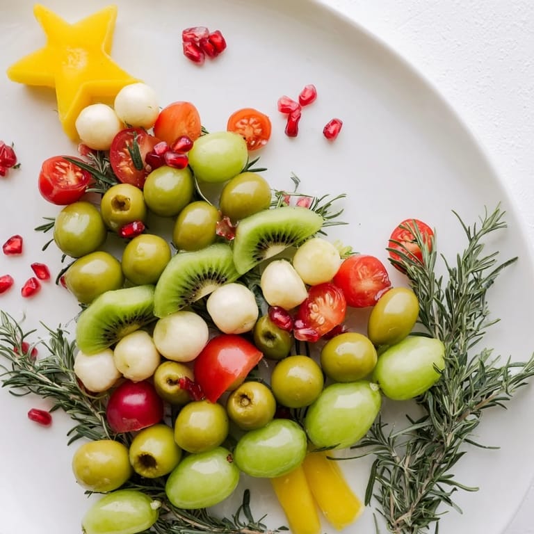 Christmas Tree Triangle Board recipe, with vibrant red and green fruits, beautifully displayed for easy serving.