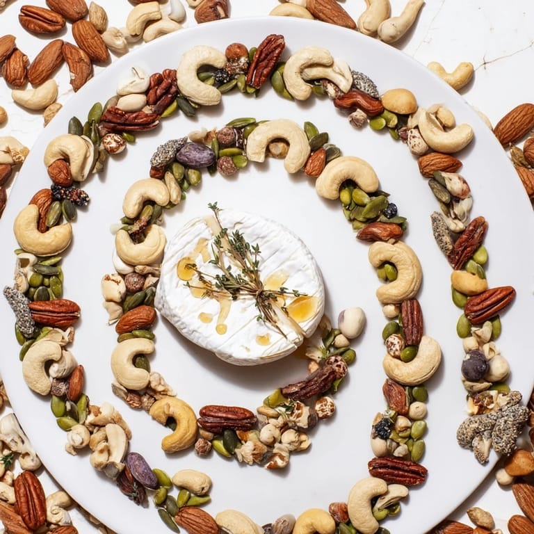 Get ready to serve this delicious The Labyrinth appetizer—a unique cheese board with vibrant textures and flavors.