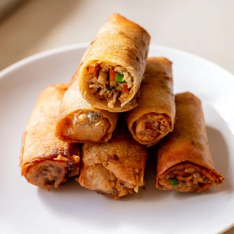 These flavorful Air Fryer Chicken Lumpia Bites look incredibly satisfying, with their crispy pastry exterior.