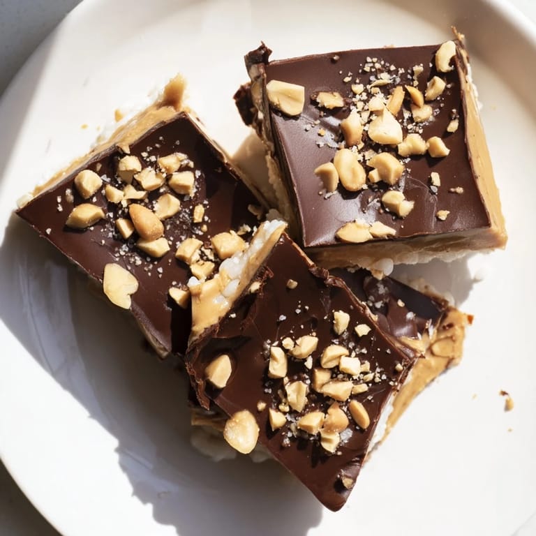 A close-up of Peanut Butter Chocolate Rice Cakes: a crispy rice cake covered in flavorful chocolate.