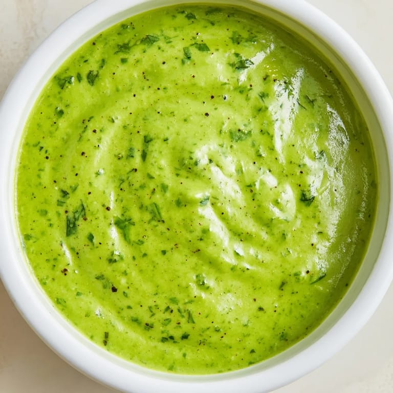 Creamy, homemade Green Goddess Dressing with fresh herbs, ideal for dipping vegetables or adding to bowls.