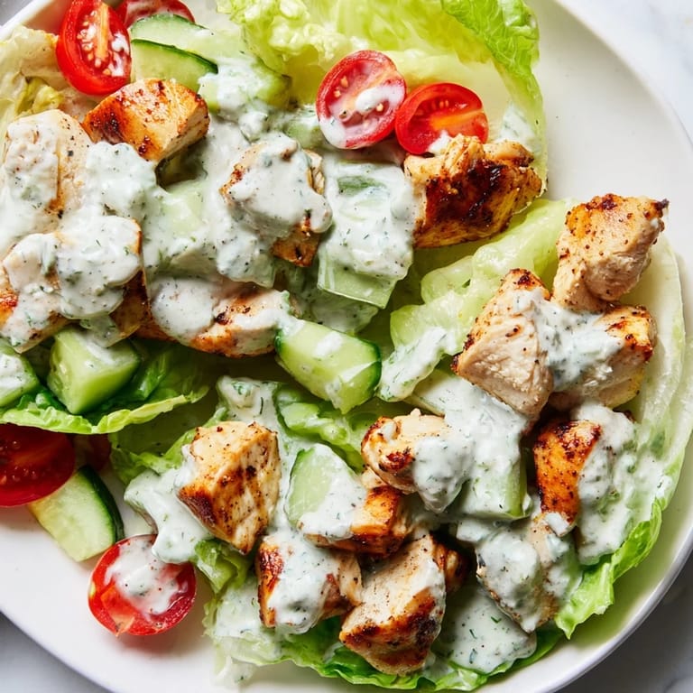 A vibrant bowl of Jalapeño Ranch Chicken Salad, featuring tender chicken, fresh vegetables, and crunchy tortilla strips for garnish.  