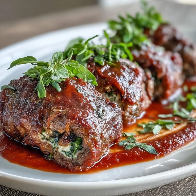 Tender Sicilian-Style Braciole simmers in a rich tomato sauce inside a Dutch oven, with aromatic herbs and red wine creating a classic, comforting family meal.