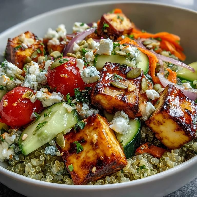 This customizable, nourishing Simple Grain Bowl is topped with fresh veggies, pumpkin seeds, and creamy avocado slices.