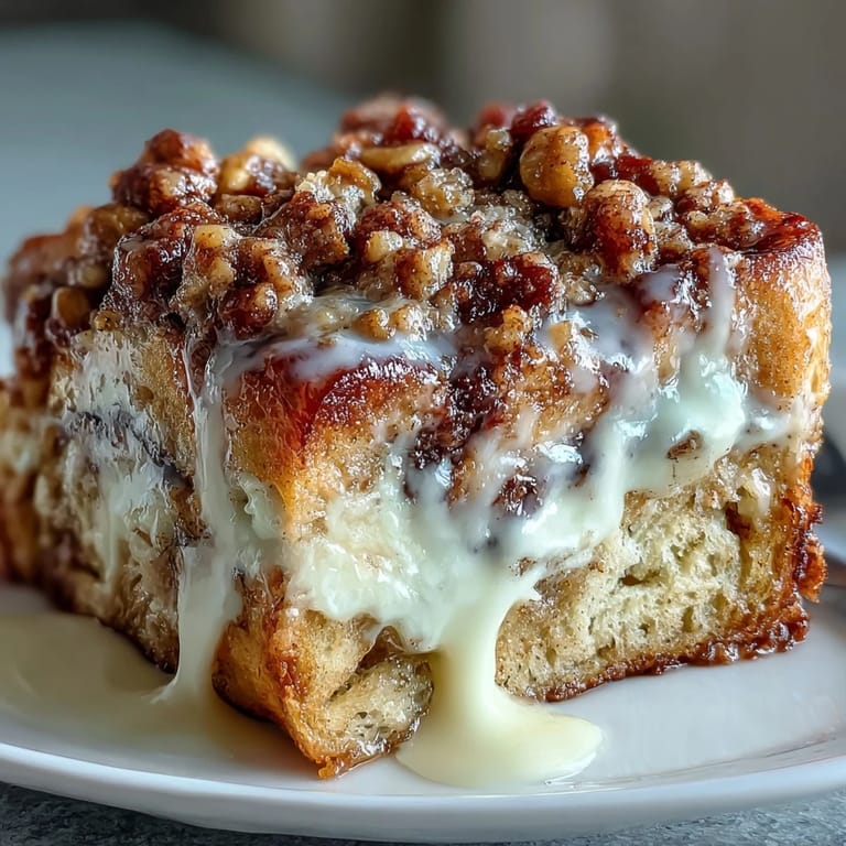 Slices of Cream Cheese Swirl Cinnamon Roll French Toast Bake served warm on a plate, ready for maple syrup.