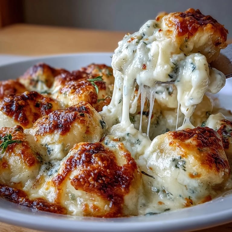 Golden-baked Trader Joes Dumpling Bake, garnished with scallions and sesame seeds for a comforting meal.