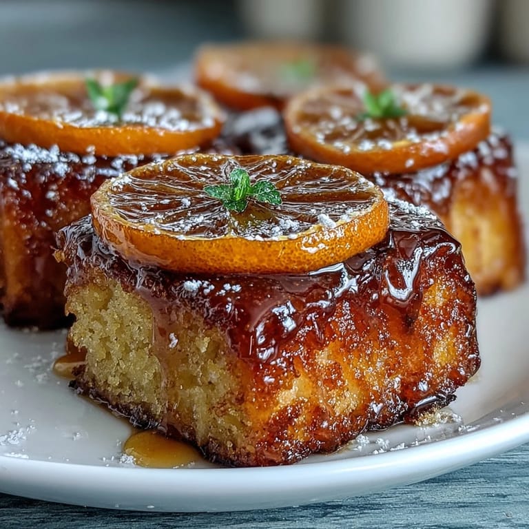 Moist almond cake topped with candied orange slices, infused with orange zest and drizzled with syrup, ideal for afternoon tea or special occasions.