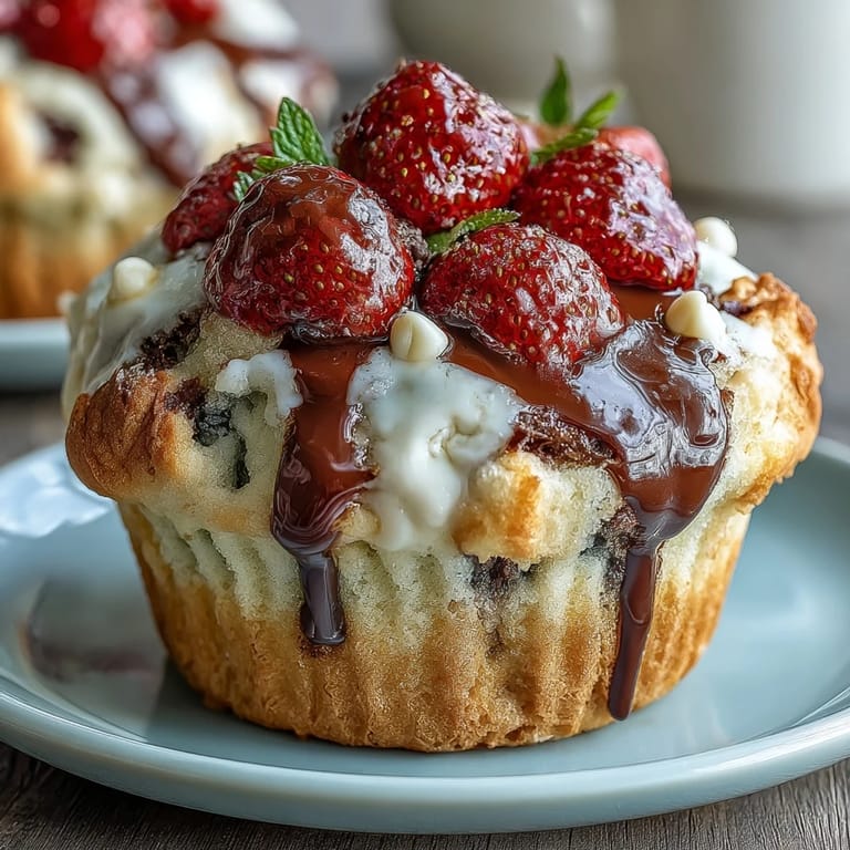 Moist strawberry muffins loaded with sweet white chocolate chips, baked golden and ready to enjoy.